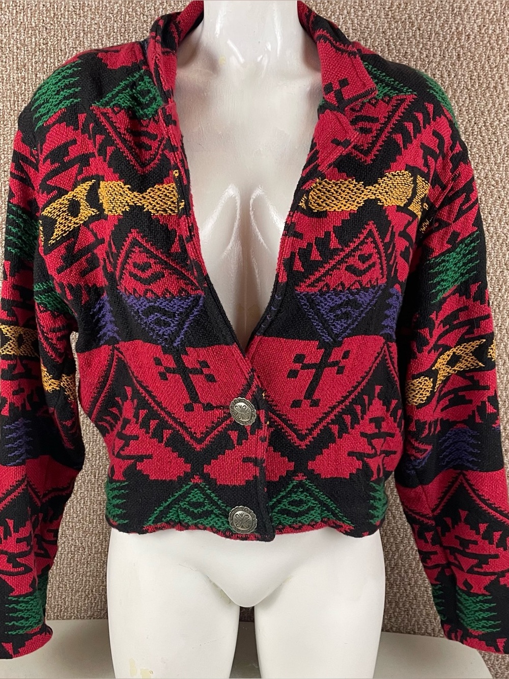 Vintage Painted Pony Jacket Cowgirl Ranch Core Aztec Western Tapestry Blanket R3
